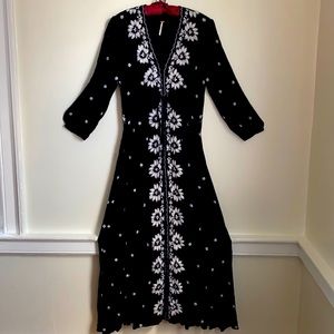 Free People Embroidered Black Fabled Maxi Dress